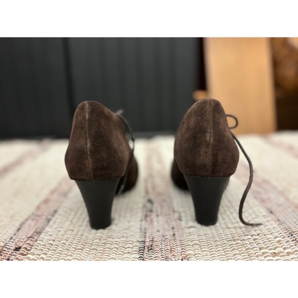 Clarks Bendables Ladies 8M Brown Suede Ankle Boots Lace-Up Heels Comfortable Des - Picture 2 of 7